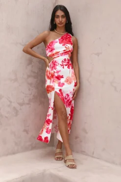 Cocktail Dresses|Brunch Dresses>Hello Molly Flowers In Your Hair Maxi Dress Pink