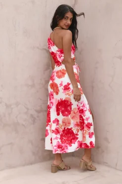 Cocktail Dresses|Brunch Dresses>Hello Molly Flowers In Your Hair Maxi Dress Pink