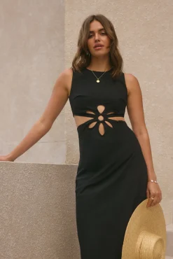 Vacation Dresses|Brunch Dresses>Hello Molly Fluttering Hearts Maxi Dress Black