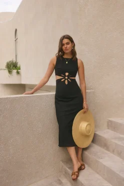 Vacation Dresses|Brunch Dresses>Hello Molly Fluttering Hearts Maxi Dress Black