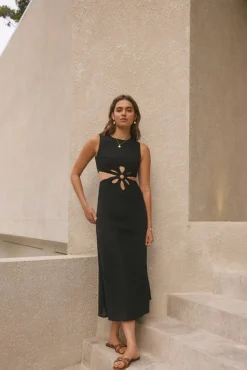 Vacation Dresses|Brunch Dresses>Hello Molly Fluttering Hearts Maxi Dress Black