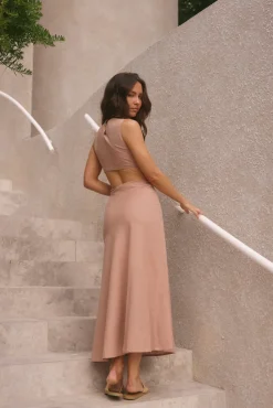 Vacation Dresses|Brunch Dresses>Hello Molly Fluttering Hearts Maxi Dress Tan