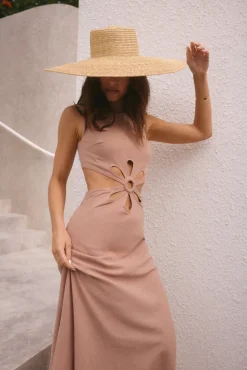 Vacation Dresses|Brunch Dresses>Hello Molly Fluttering Hearts Maxi Dress Tan