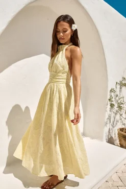 Wedding Guest Dresses|Cocktail Dresses>Hello Molly Fly Away Halter Maxi Dress Yellow