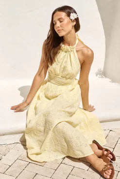 Wedding Guest Dresses|Cocktail Dresses>Hello Molly Fly Away Halter Maxi Dress Yellow