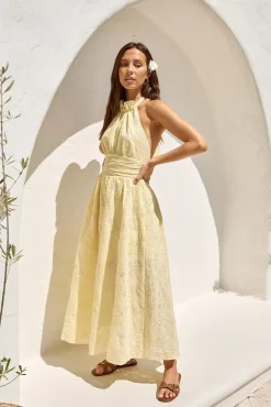 Wedding Guest Dresses|Cocktail Dresses>Hello Molly Fly Away Halter Maxi Dress Yellow