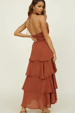 Vacation Dresses|Date Night Dresses>Hello Molly Focus On Me Maxi Dress Brown
