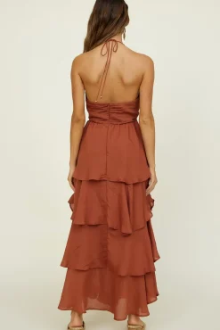 Vacation Dresses|Date Night Dresses>Hello Molly Focus On Me Maxi Dress Brown
