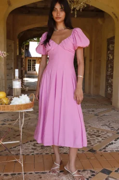 Brunch Dresses|Casual Dresses>Hello Molly Force of Habit Midi Dress Pink