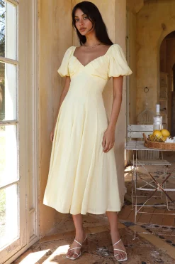 Brunch Dresses|Casual Dresses>Hello Molly Force of Habit Midi Dress Yellow