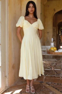 Brunch Dresses|Casual Dresses>Hello Molly Force of Habit Midi Dress Yellow