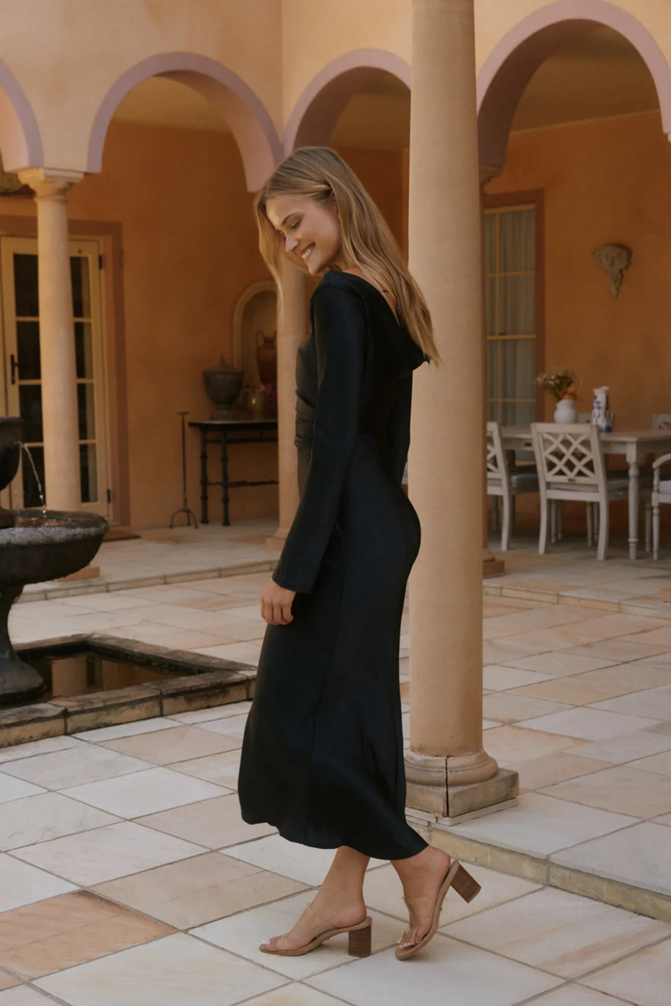 Maxi Dresses>Hello Molly Forget Me Not Satin Maxi Dress Black