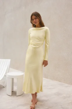 Wedding Guest Dresses|Formal Dresses>Hello Molly Forget Me Not Satin Maxi Dress Butter