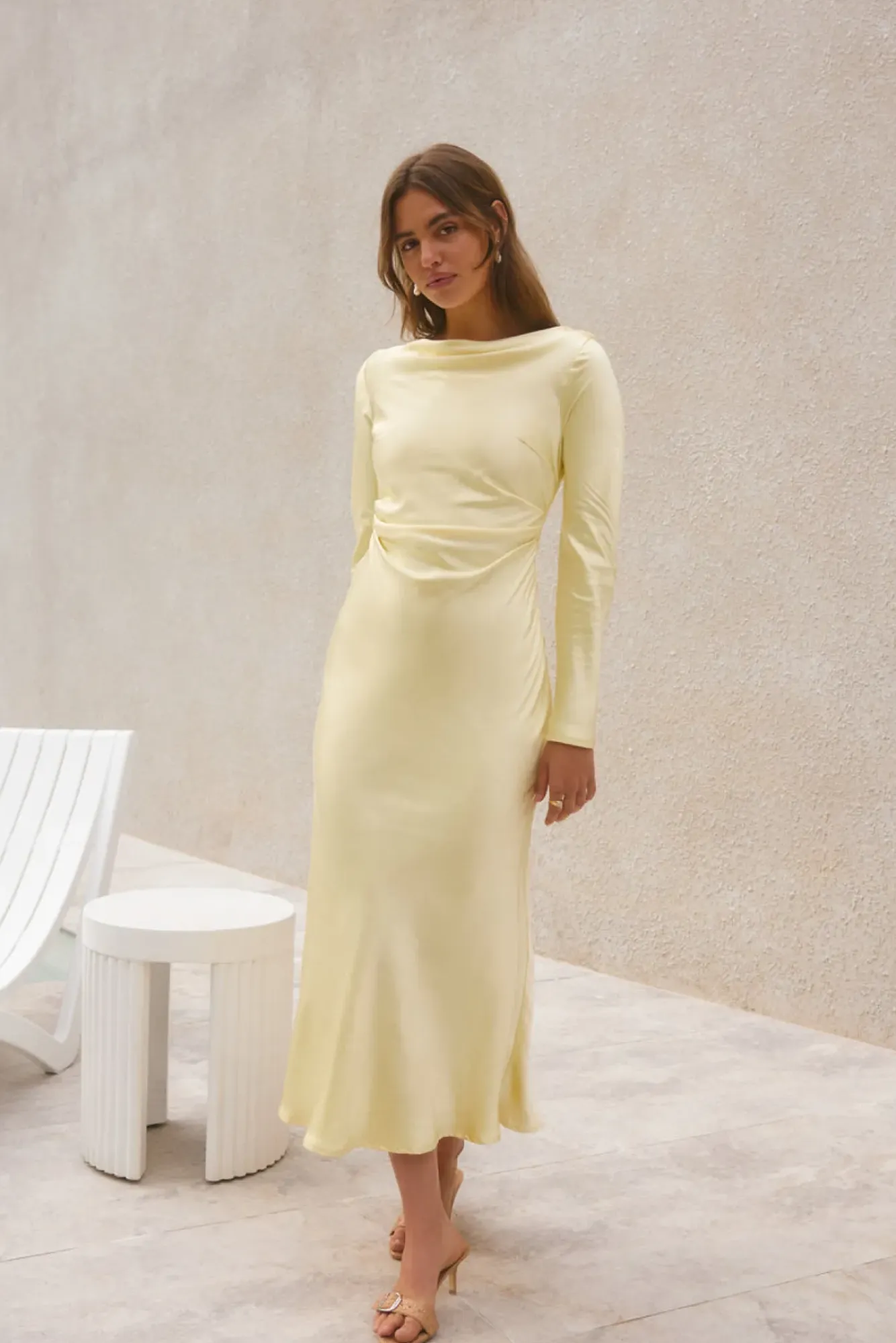 Wedding Guest Dresses|Formal Dresses>Hello Molly Forget Me Not Satin Maxi Dress Butter