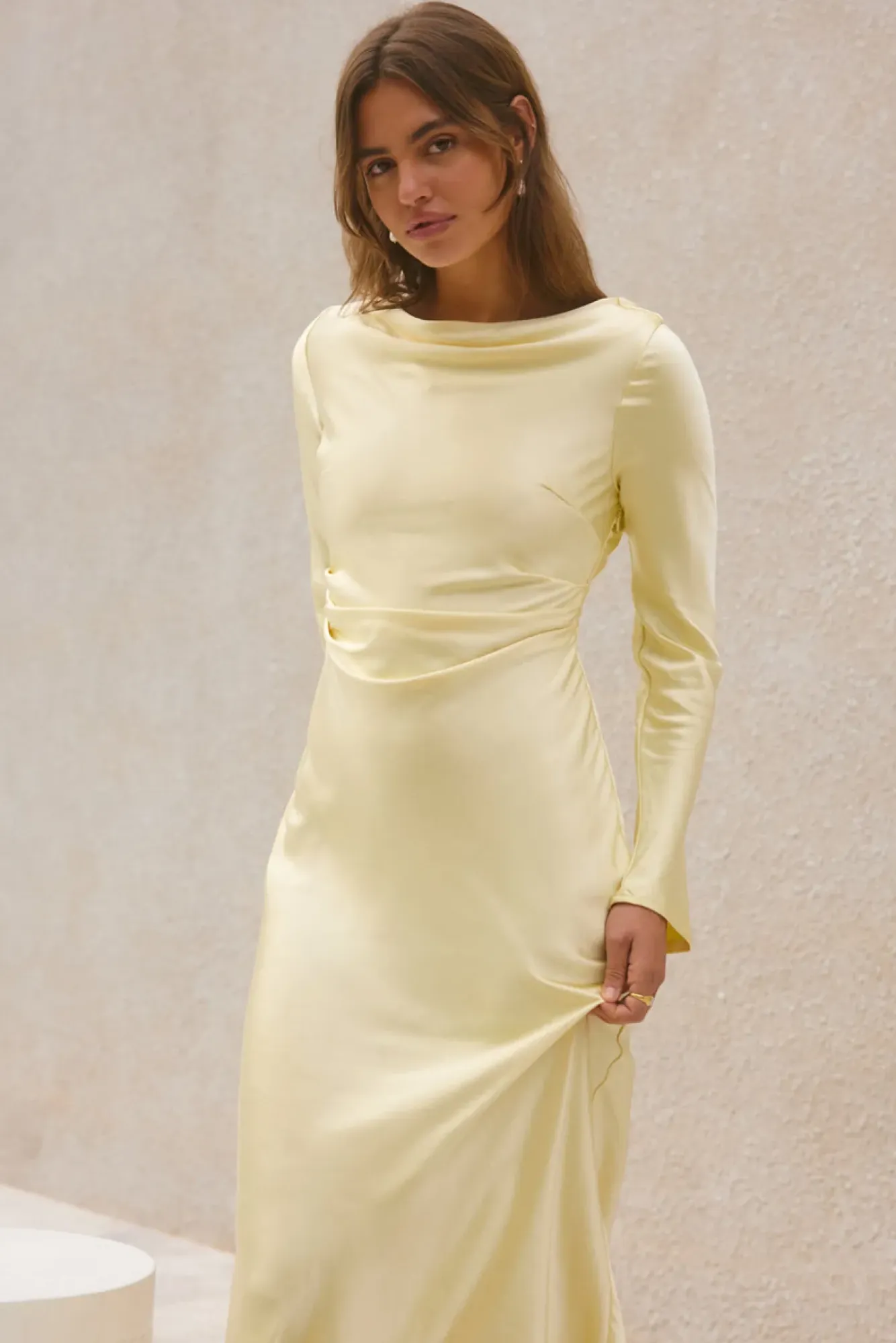 Wedding Guest Dresses|Formal Dresses>Hello Molly Forget Me Not Satin Maxi Dress Butter