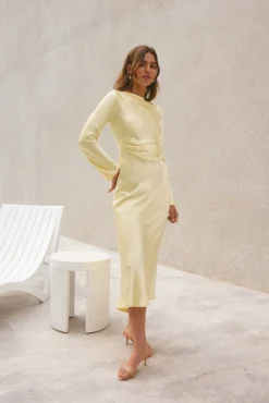 Wedding Guest Dresses|Formal Dresses>Hello Molly Forget Me Not Satin Maxi Dress Butter