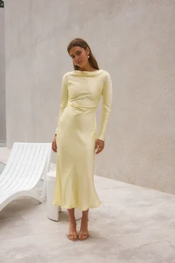 Wedding Guest Dresses|Formal Dresses>Hello Molly Forget Me Not Satin Maxi Dress Butter