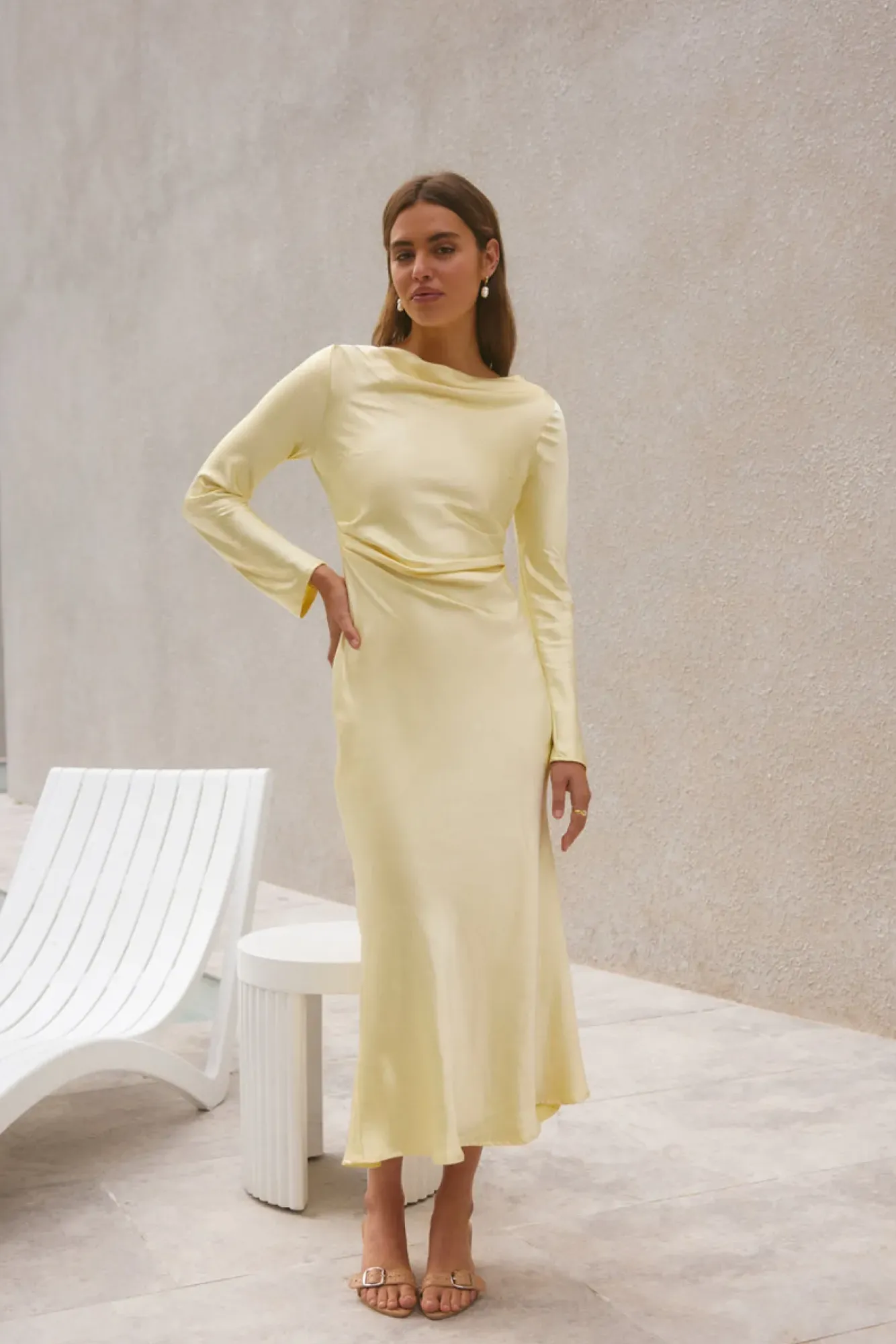 Wedding Guest Dresses|Formal Dresses>Hello Molly Forget Me Not Satin Maxi Dress Butter