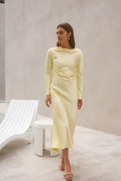 Wedding Guest Dresses|Formal Dresses>Hello Molly Forget Me Not Satin Maxi Dress Butter