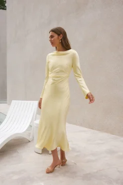 Wedding Guest Dresses|Formal Dresses>Hello Molly Forget Me Not Satin Maxi Dress Butter
