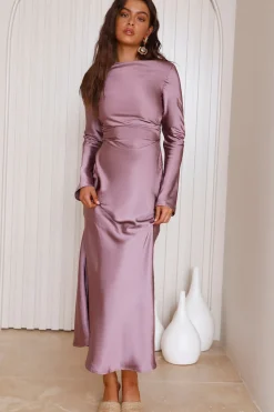 Wedding Guest Dresses|Bridesmaid Dresses>Hello Molly Forget Me Not Satin Maxi Dress Purple