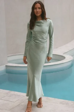 Wedding Guest Dresses|Formal Dresses>Hello Molly Forget Me Not Satin Maxi Dress Sage