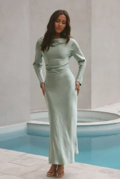 Wedding Guest Dresses|Formal Dresses>Hello Molly Forget Me Not Satin Maxi Dress Sage