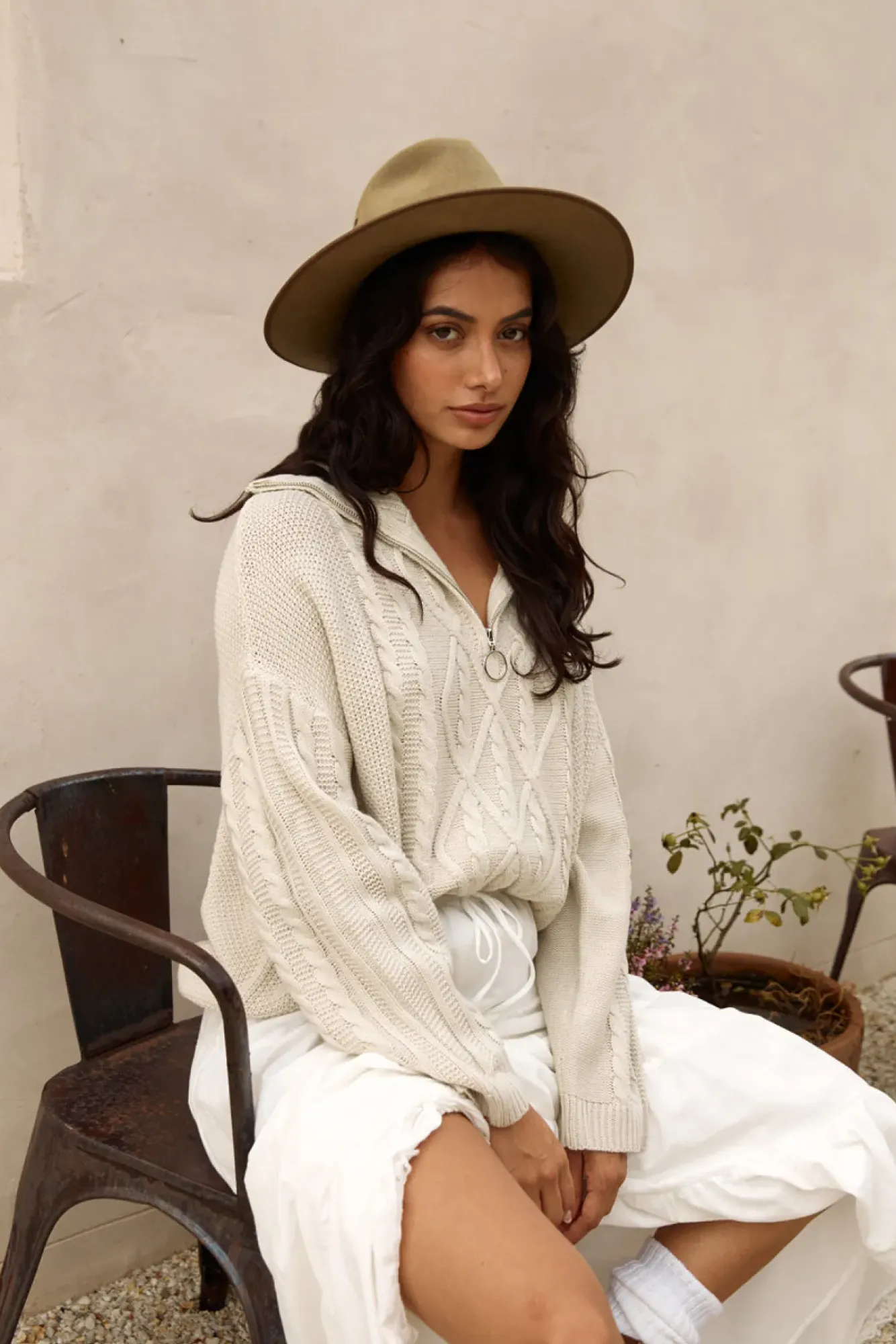 Long Sleeve|Cropped>Hello Molly For Real Knit Jumper Beige