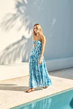 Vacation Dresses|Summer Dresses>Fortunate One Aquamarine Maxi Dress Blue