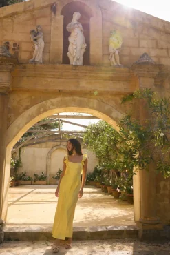Wedding Guest Dresses|Formal Dresses>Fortunate One Belinda Satin Maxi Dress Yellow