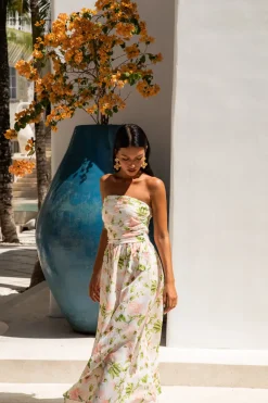 Vacation Dresses|Brunch Dresses>Fortunate One Bellissima Strapless Maxi Dress Pink