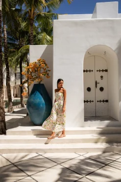 Vacation Dresses|Brunch Dresses>Fortunate One Bellissima Strapless Maxi Dress Pink