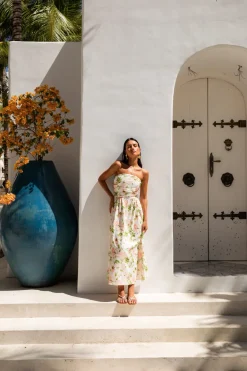 Vacation Dresses|Brunch Dresses>Fortunate One Bellissima Strapless Maxi Dress Pink