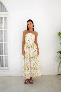Vacation Dresses|Brunch Dresses>Fortunate One Bellissima Strapless Maxi Dress Pink