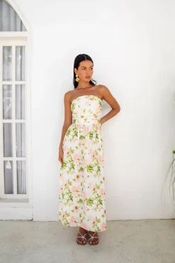 Vacation Dresses|Brunch Dresses>Fortunate One Bellissima Strapless Maxi Dress Pink