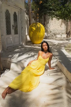 Vacation Dresses|Spring Break Dresses>Fortunate One Blushing Lovers Maxi Dress Yellow
