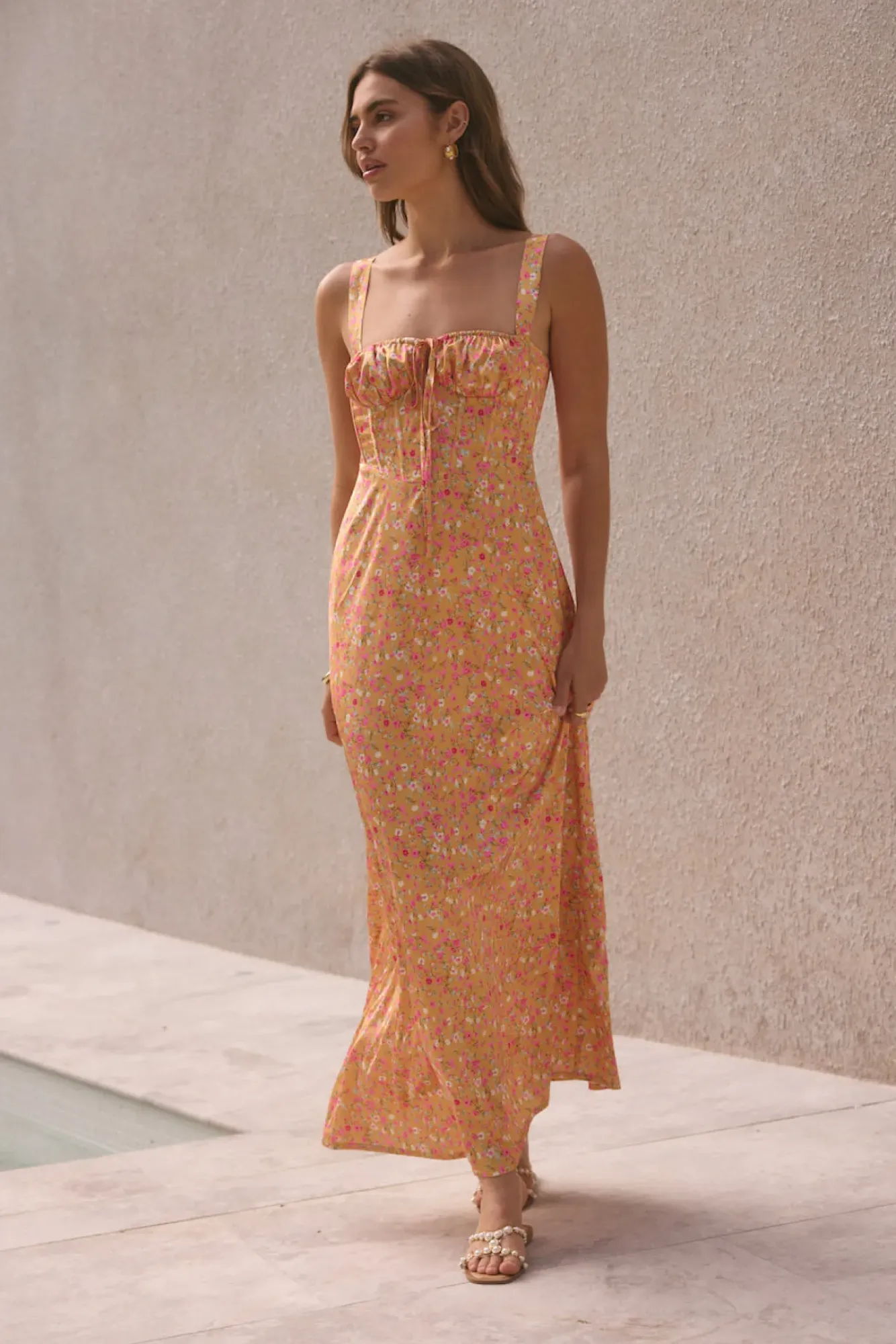 Wedding Guest Dresses|Vacation Dresses>Fortunate One Florence Satin Maxi Dress Orange