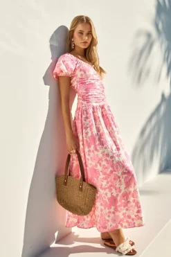 Wedding Guest Dresses|Brunch Dresses>Fortunate One Garden Party Maxi Dress Pink