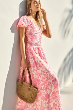 Wedding Guest Dresses|Brunch Dresses>Fortunate One Garden Party Maxi Dress Pink