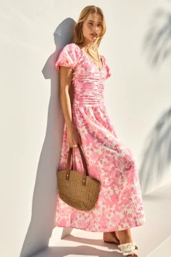 Wedding Guest Dresses|Brunch Dresses>Fortunate One Garden Party Maxi Dress Pink