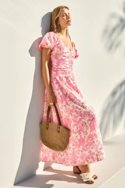 Wedding Guest Dresses|Brunch Dresses>Fortunate One Garden Party Maxi Dress Pink
