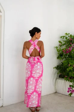 Vacation Dresses|Brunch Dresses>Fortunate One Harper Maxi Dress Pink