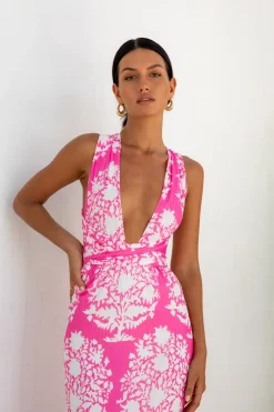 Vacation Dresses|Brunch Dresses>Fortunate One Harper Maxi Dress Pink