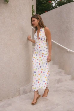 Vacation Dresses|Summer Dresses>Fortunate One Marici Maxi Dress Santorini Print