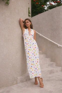 Vacation Dresses|Summer Dresses>Fortunate One Marici Maxi Dress Santorini Print