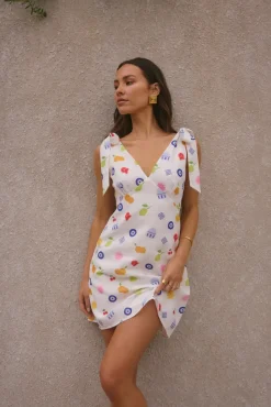 Vacation Dresses|Spring Break Dresses>Fortunate One On Vacay Mini Dress Santorini Print