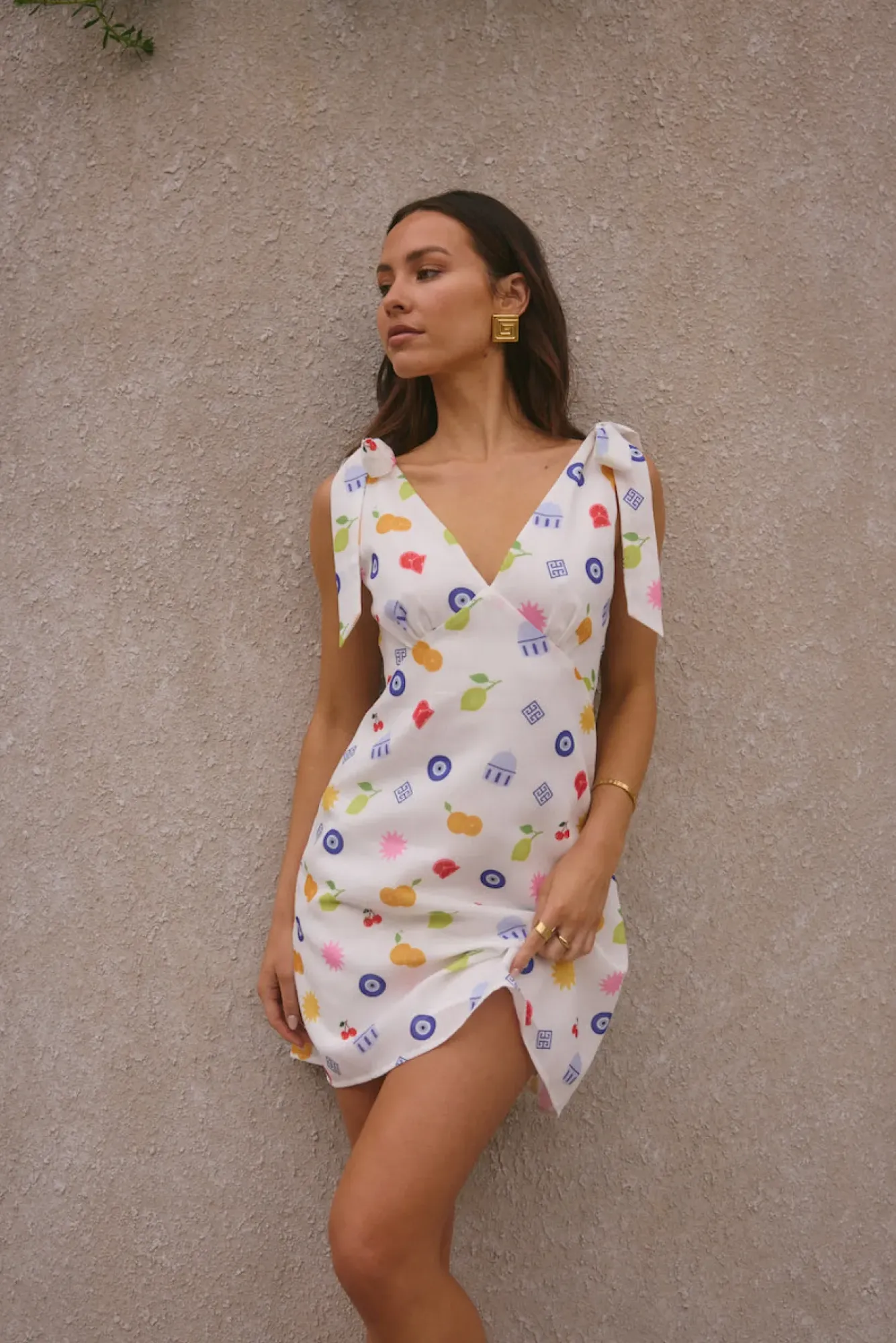 Vacation Dresses|Spring Break Dresses>Fortunate One On Vacay Mini Dress Santorini Print