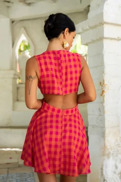 Vacation Dresses|Spring Break Dresses>Fortunate One Sunset Picnic Mini Dress Pink