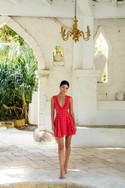 Vacation Dresses|Spring Break Dresses>Fortunate One Sunset Picnic Mini Dress Pink