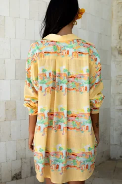 Cover-Ups|Shirts>Fortunate One Venice Shirt Casablanca Print